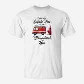 Feuerwehrauto Weinliebhaber T-Shirt für Damen Einfache Frau Weiß