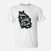 Herren T-Shirt Wildlife-Kunstdruck, Schwarz-Weiß Grafiktee