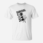 Survival-Print T-Shirt für Herren in Schwarz und Weiß, Outdoor Motiv