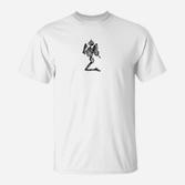 Weißes T-Shirt für Herren mit Surfer-Alien-Print in Schwarz