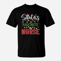 Santa's Favorite Nurse Xmas Light Santa Hat Christmas Gift T-Shirt Santa's Favorite Nurse Xmas Light Santa Hat Christmas Gift T-Shirt