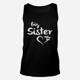 Big Sister Schwarzes Unisex TankTop mit Herzstern-Motiv, Geschwister Liebe - Seseable