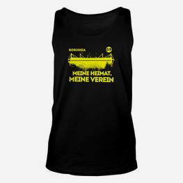 Borussia Fan Unisex TankTop Meine Heimat, Mein Verein, Schwarz mit Gelber Grafik - Seseable