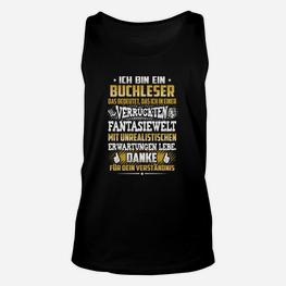 Bücherleser Fantasiewelt Schwarzes Unisex TankTop, Buchliebhaber Tee - Seseable