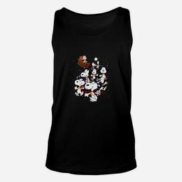 Comic-Tierparty-Design Schwarzes Unisex TankTop, Witziges Motiv für Tierliebhaber - Seseable