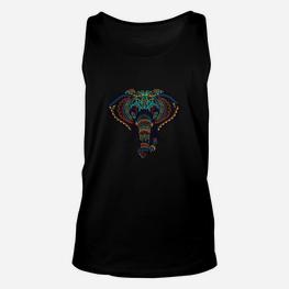 Elefanten-Mandala Unisex TankTop, Faszinierendes Design auf Schwarz - Seseable