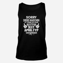 Lustiges Partner-Unisex TankTop für April-Geborene, Vergeben an April-Typ, Schwarz - Seseable