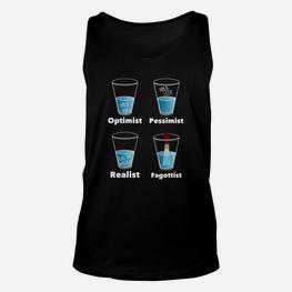 Optimist Pessimist Realist Witziges Unisex TankTop, Glasfüllungs-Statement - Seseable