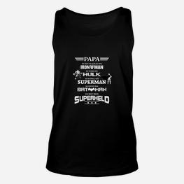 Papa Superheld Themen Unisex TankTop mit Namen der Superhelden, Lustiges Vatertagsgeschenk - Seseable