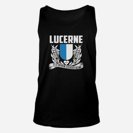 Schwarzes Lucerne Unisex TankTop mit Adler-Wappen, Souvenir Tee - Seseable