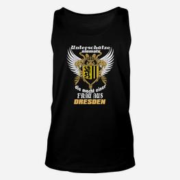 Schwarzes Unisex TankTop Adler-Emblem & Dresden-Slogan, Urbaner Stil - Seseable