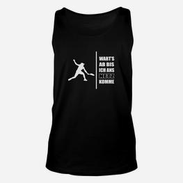 Sportliches Herren-Unisex TankTop Warts Ab Bis Ich Ans Netz Komme, Volleyball-Motiv - Seseable