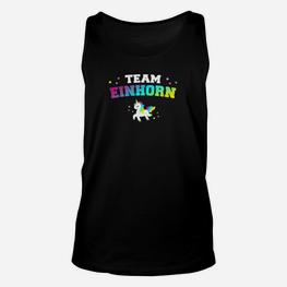 Team Einhorn Schwarz Unisex TankTop, Buntes Einhorn-Motiv - Seseable