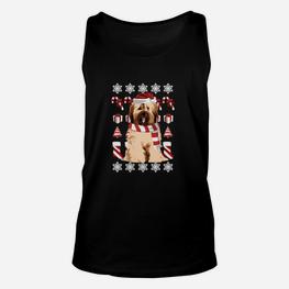 Weihnachtshund Unisex TankTop mit Zuckerstangen & Schneeflocken, Festliches Motiv - Seseable