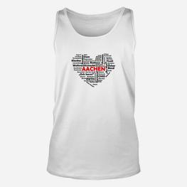 Aachen Stadt Silhouette Herren Unisex TankTop in Weiß, Urban Design Tee - Seseable