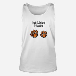 Hunde-Liebhaber Unisex TankTop mit Pfotenabdruck, Ich Liebe Hunde Design - Seseable