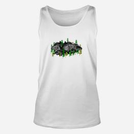 Weißes Herren Unisex TankTop mit Dschungel-Elefanten-Design, Naturmotiv Tee - Seseable