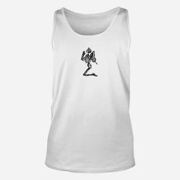 Weißes Unisex TankTop für Herren mit Surfer-Alien-Print in Schwarz - Seseable