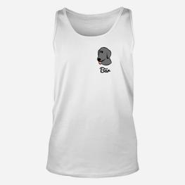 Weißes Unisex TankTop mit Hunde-Cartoon und Bär Schriftzug, Lustiges Hunde-Motiv Tee - Seseable
