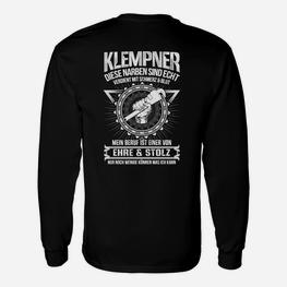 Klempner Ehre & Stolz Langarmshirts mit Narben & Zange Motiv, Berufs Stolz - Seseable