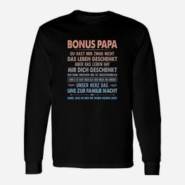 Bonus Papa Langarmshirts, Bedrucktes Oberteil für Stiefväter mit Herz - Seseable