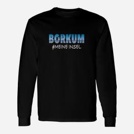 Borkum #MeineInsel Schriftzug Langarmshirts, Souvenir Schwarz Tee - Seseable