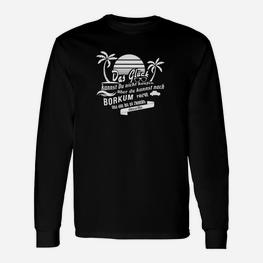 Borkum Urlaubsmotiv Langarmshirts Schwarz, Palmen Sonnenuntergang Design - Seseable