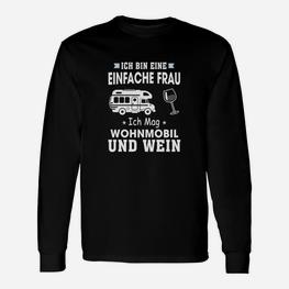 Camping und Weinliebhaber Damen-Langarmshirts, Einfache Frau – Wohnmobil & Wein - Seseable