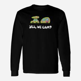 Campingfreunde Alien Langarmshirts Yes, We Camp in Schwarz - Seseable