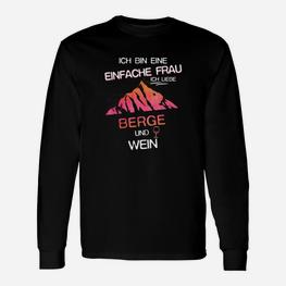 Damen Langarmshirts Berg- und Weinmotiv, Einfache Frau – Berge & Wein - Seseable