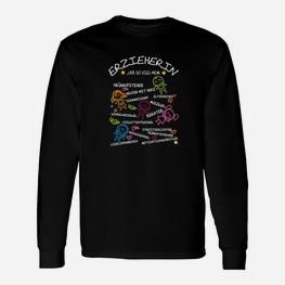 Erzieherin Langarmshirts Schwarz, Buntes Bildungs-Motiv - Seseable