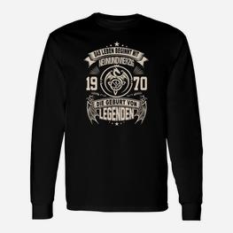 Geburtstag 1970 Legendäres Langarmshirts, Retro Look - Schwarz - Seseable