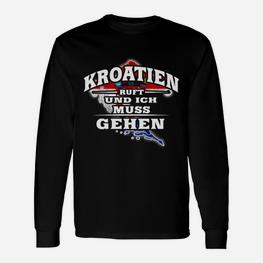 Kroatien Ruft Langarmshirts, Schwarzes Tee für Urlauber - Seseable