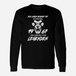 Löwen Motiv Schwarzes Langarmshirts Herren, Spruch 50. Geburtstag 1968 - Seseable