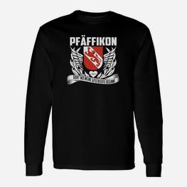 Pfäffikon Wappen Grafik-Langarmshirts, Schwarz mit Stolz Slogan - Seseable