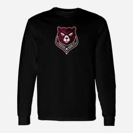 Schwarzes Herren-Langarmshirts mit Bären-Emblem und Slogan - Seseable