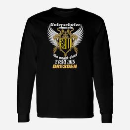 Schwarzes Langarmshirts Adler-Emblem & Dresden-Slogan, Urbaner Stil - Seseable