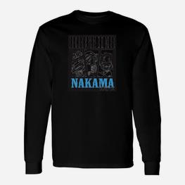 Schwarzes Langarmshirts 'Nakama', Anime-Freundschafts-Motiv - Seseable