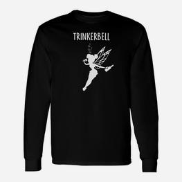 Schwarzes Trinkerbell Langarmshirts, Lustiges Fee-Motiv für Partys - Seseable