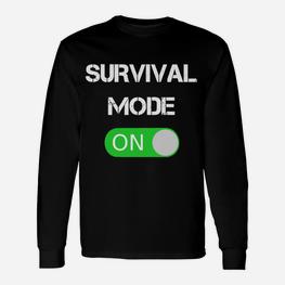 Survival Mode On Grafik-Langarmshirts in Schwarz, Outdoor Abenteuer Tee - Seseable