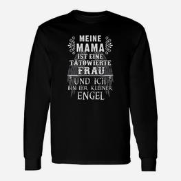 Tätowierte Mama Schwarzes Langarmshirts, Kleiner Engel Design für Kinder - Seseable