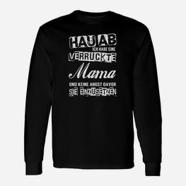 Verrückte Mama Schwarzes Langarmshirts, Lustige Mode für Kinder - Seseable