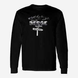 Wanderlust Schwarzes Langarmshirts mit Berg-Motiv, 'Wenn die Berge rufen' - Seseable
