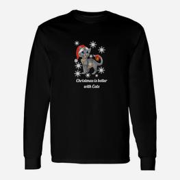 Weihnachtliches Katzenfreunde Langarmshirts - Christmas is Better with Cats - Seseable