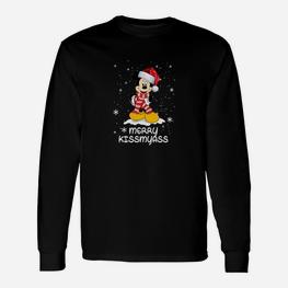 Weihnachtsmann Merry Kissmyass Lustiges Schwarzes Langarmshirts für Weihnachten - Seseable