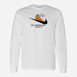 Faules Cartoon-Langarmshirts, Lustiges Parodie-Motiv mit Motivationsspruch - Seseable