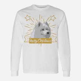 Weihnachtshund Langarmshirts, Merry Christmas Sternen Design - Seseable