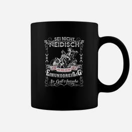 Sei nicht neidisch - EINUNDREISSIG Biker-Tassen, Vintage Schwarz - Seseable