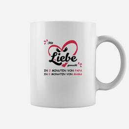 Lustiges Spruch Tassen Mit Liebe gemacht – 2 Min. Papa, 9 Mon. Mama - Seseable