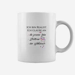 Weißes Tassen Realist, große Liebe & Weihnachtsmann Spruch - Seseable